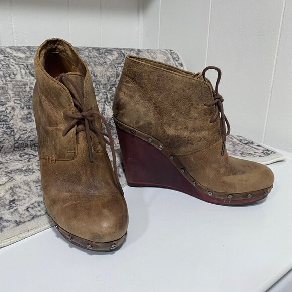 Dr. Scholl's Original Collection Leather Wedge Booties in Brown  Size 7.5 - Picture 4 of 8